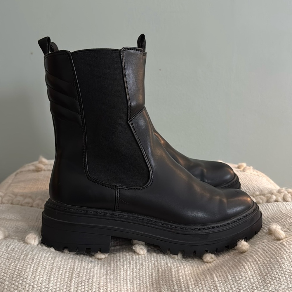 A New Day Women’s Size 8.5 Memory Foam Moto Boots Black Leather